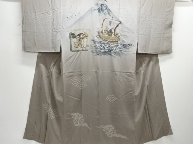 JAPANESE KIMONO / ANTIQUE MENS JUBAN / SILK / SHIBORI / TREASURE SHIP